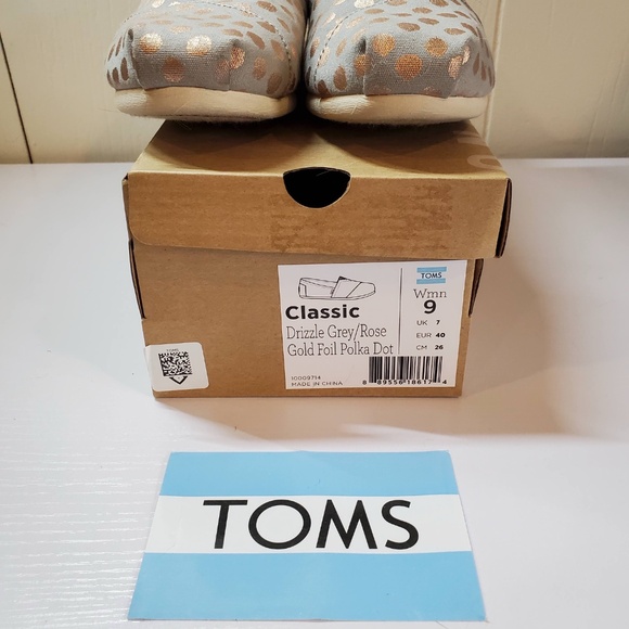 Tom’s Classic Drizzle Grey/Rose Gold Foil Polka Dot Women’s Size US Size 9 - Picture 3 of 8